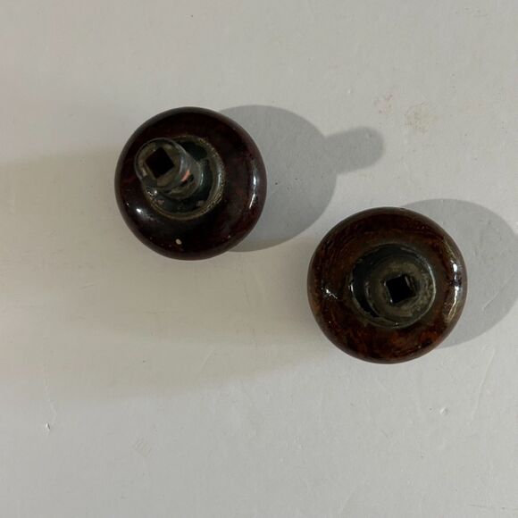 Antique Tiger Swirl Brown Mabled Door Knobs - Picture 3 of 4